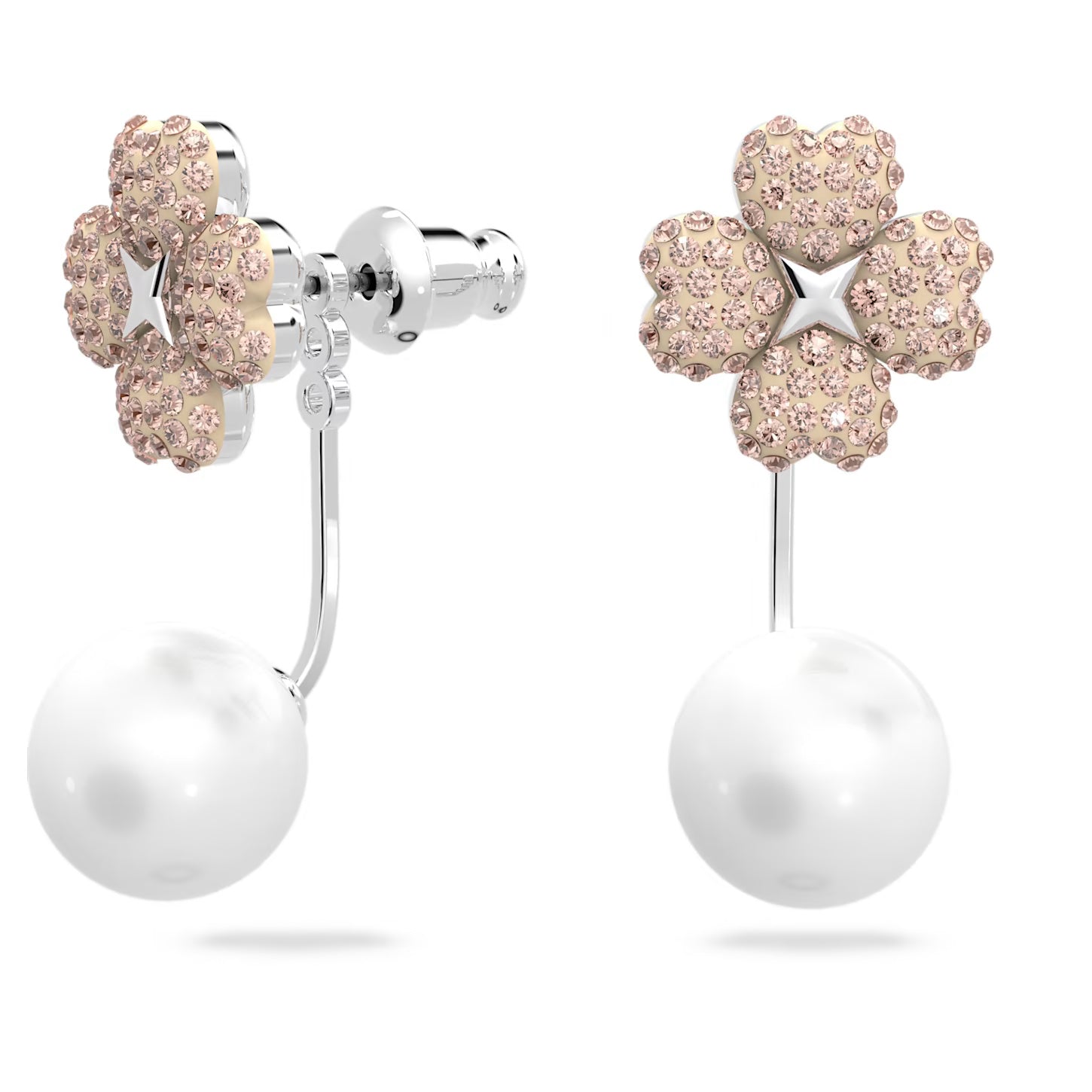 Swarovski Latisha Earring Jackets Flower, Pink, Rhodium plated -5636486