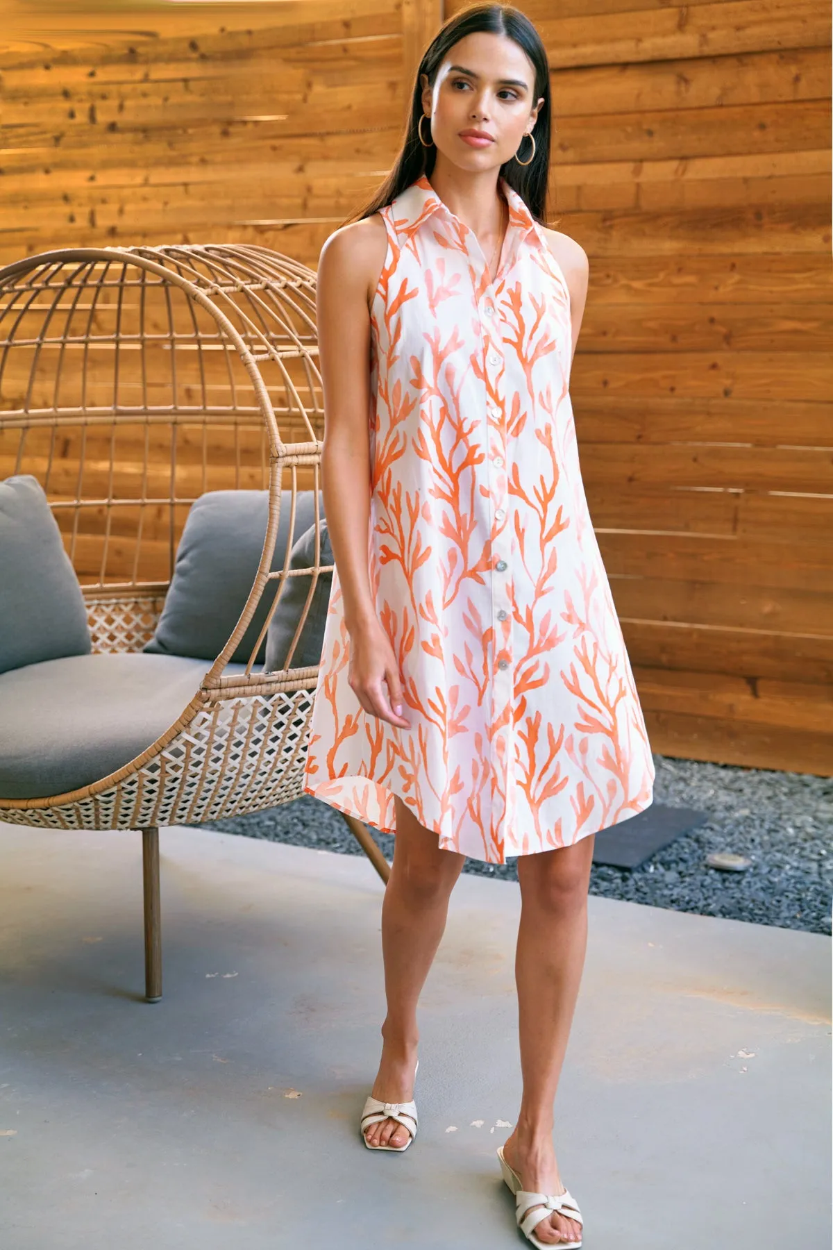 Swing Dress Coral Reef Print