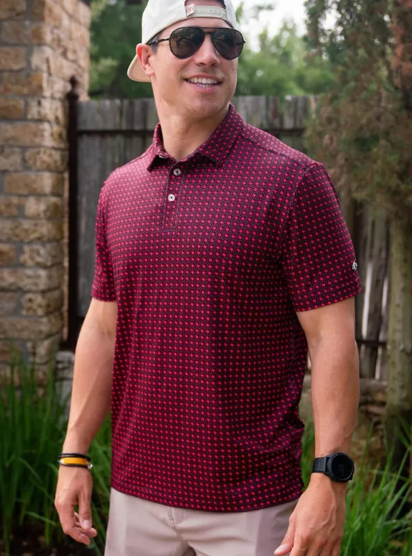 Texas Performance Polo- Black/ Red