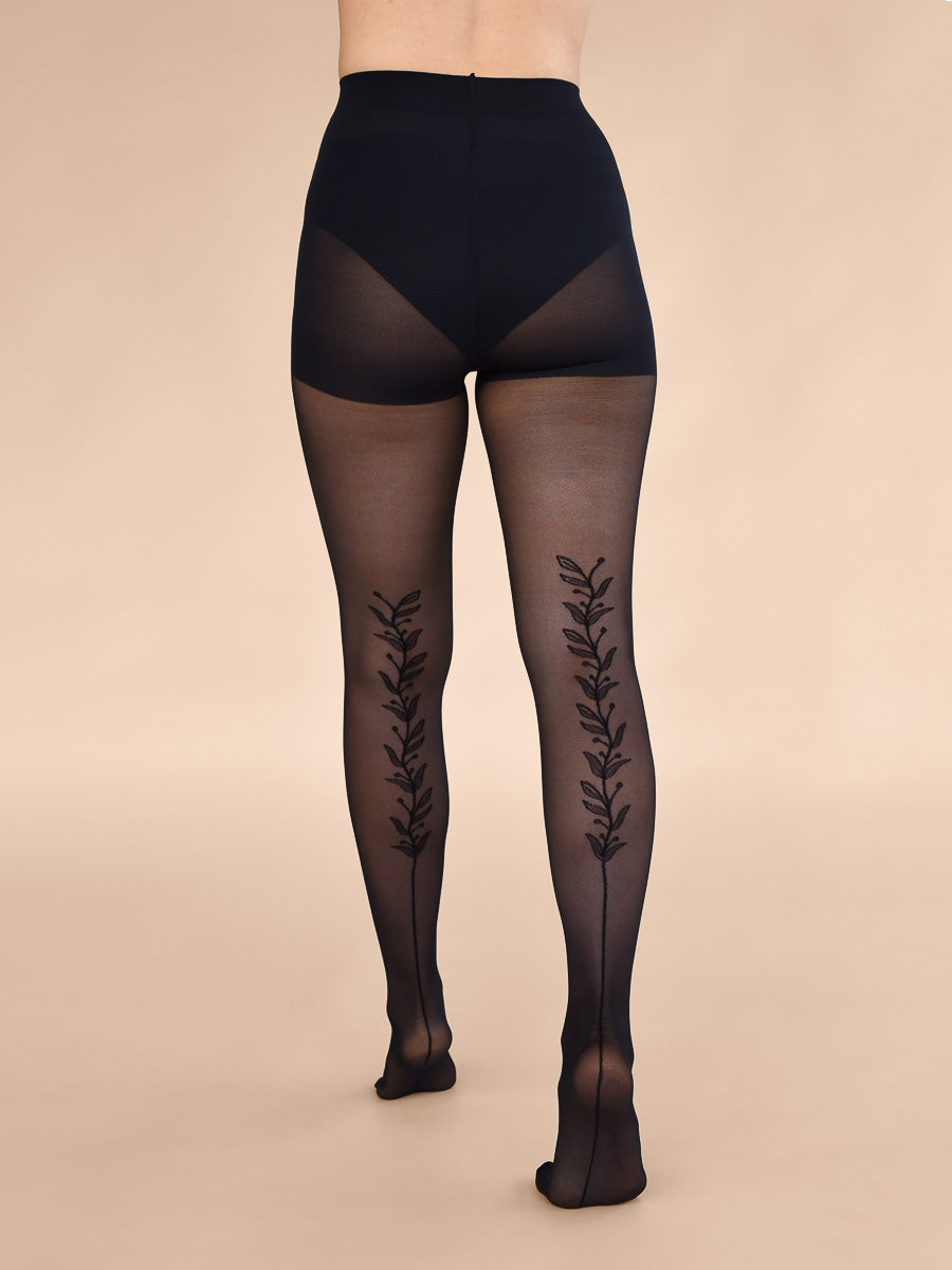 Vines Back Seam Tights