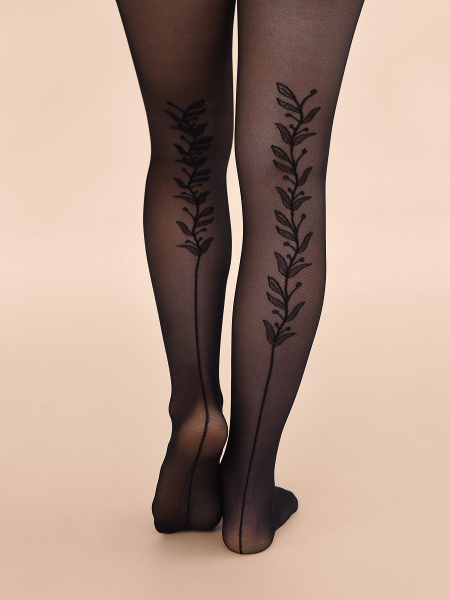 Vines Back Seam Tights