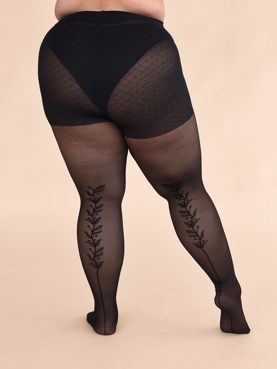 Vines Back Seam Tights