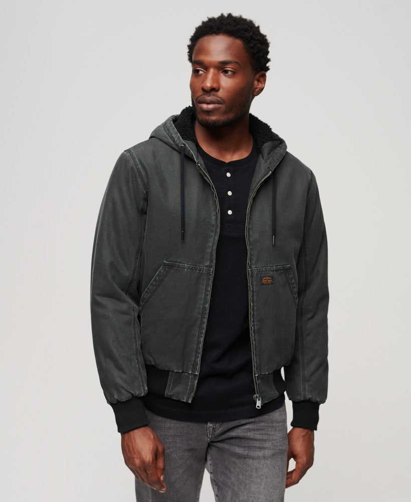 Vintage Workwear Hooded Bomber | Bison Black