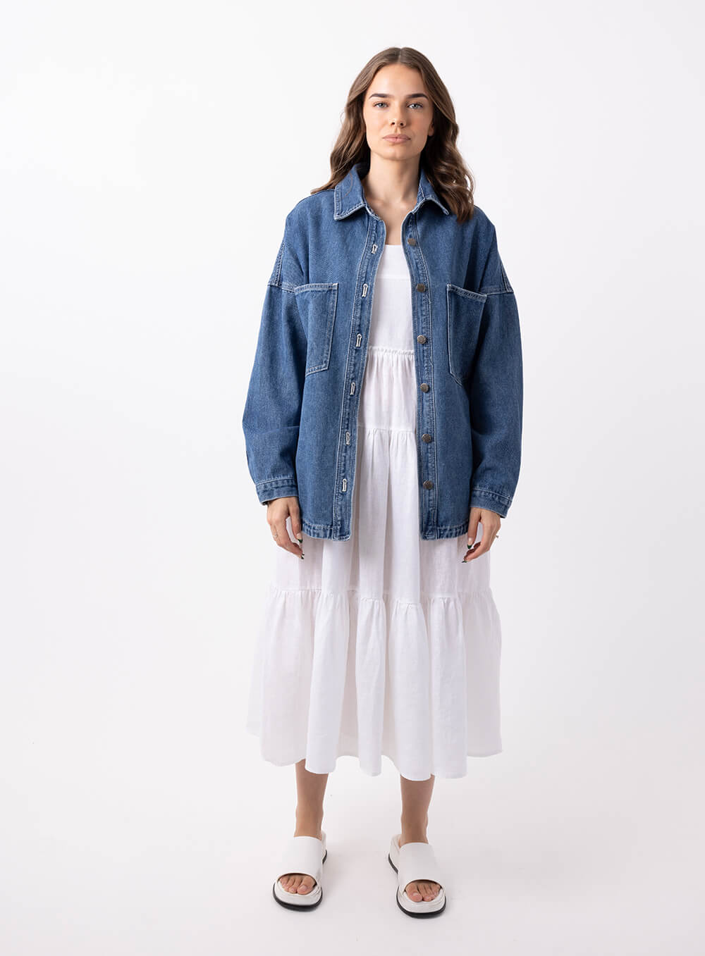 Wake Up Denim Jacket-DARK BLUE