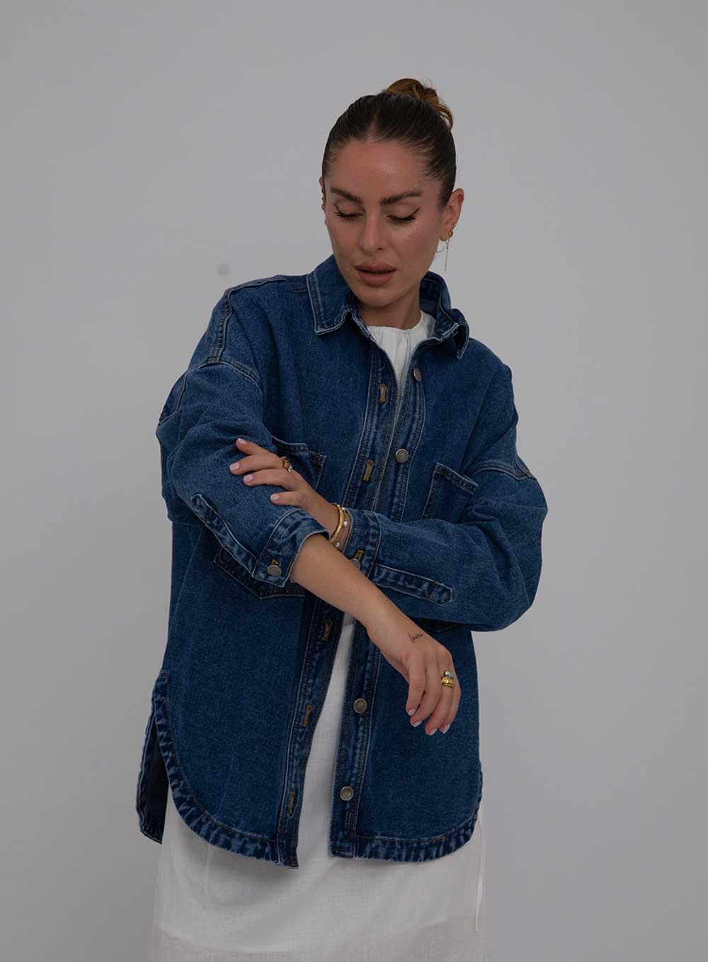 Wake Up Denim Jacket-DARK BLUE