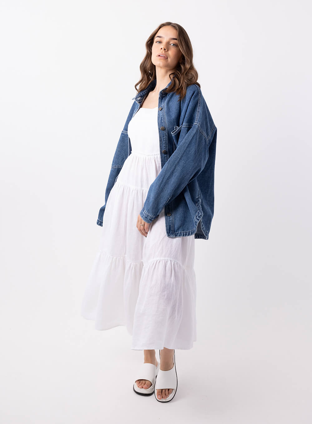 Wake Up Denim Jacket-DARK BLUE