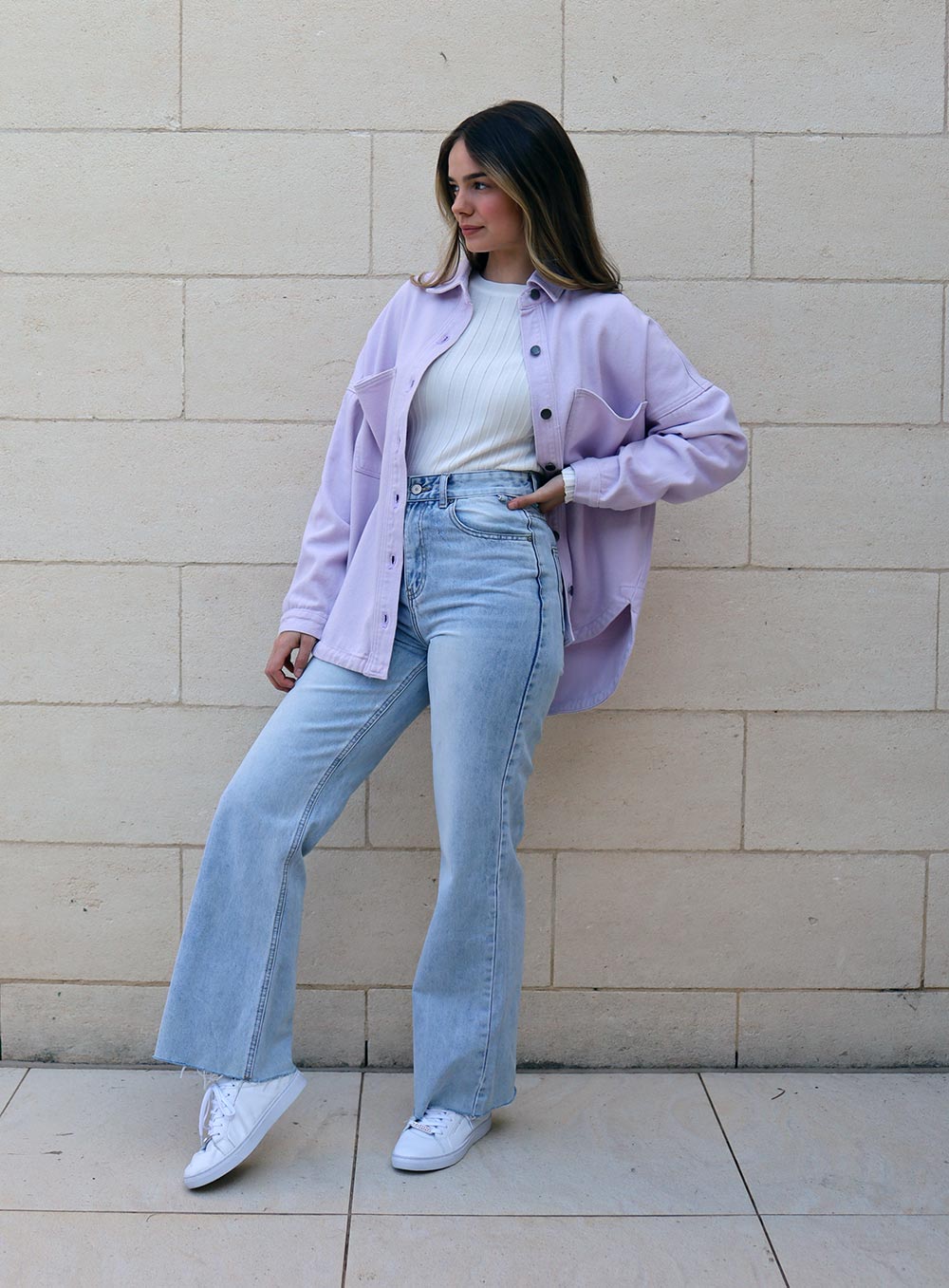 Wake Up Denim Jacket-LILAC