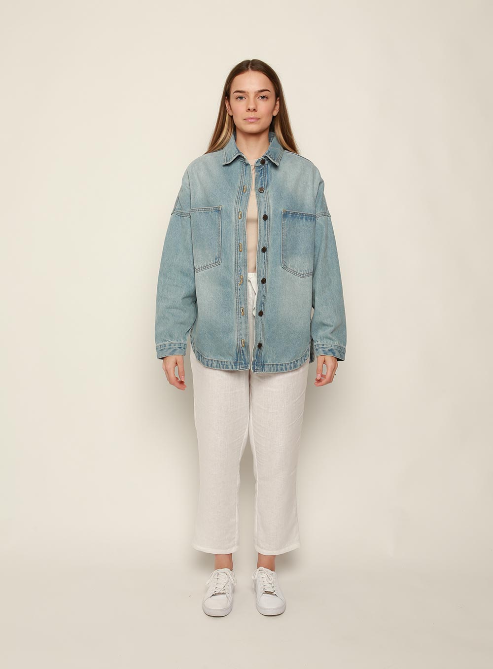 Wake Up Denim Jacket-MID BLUE