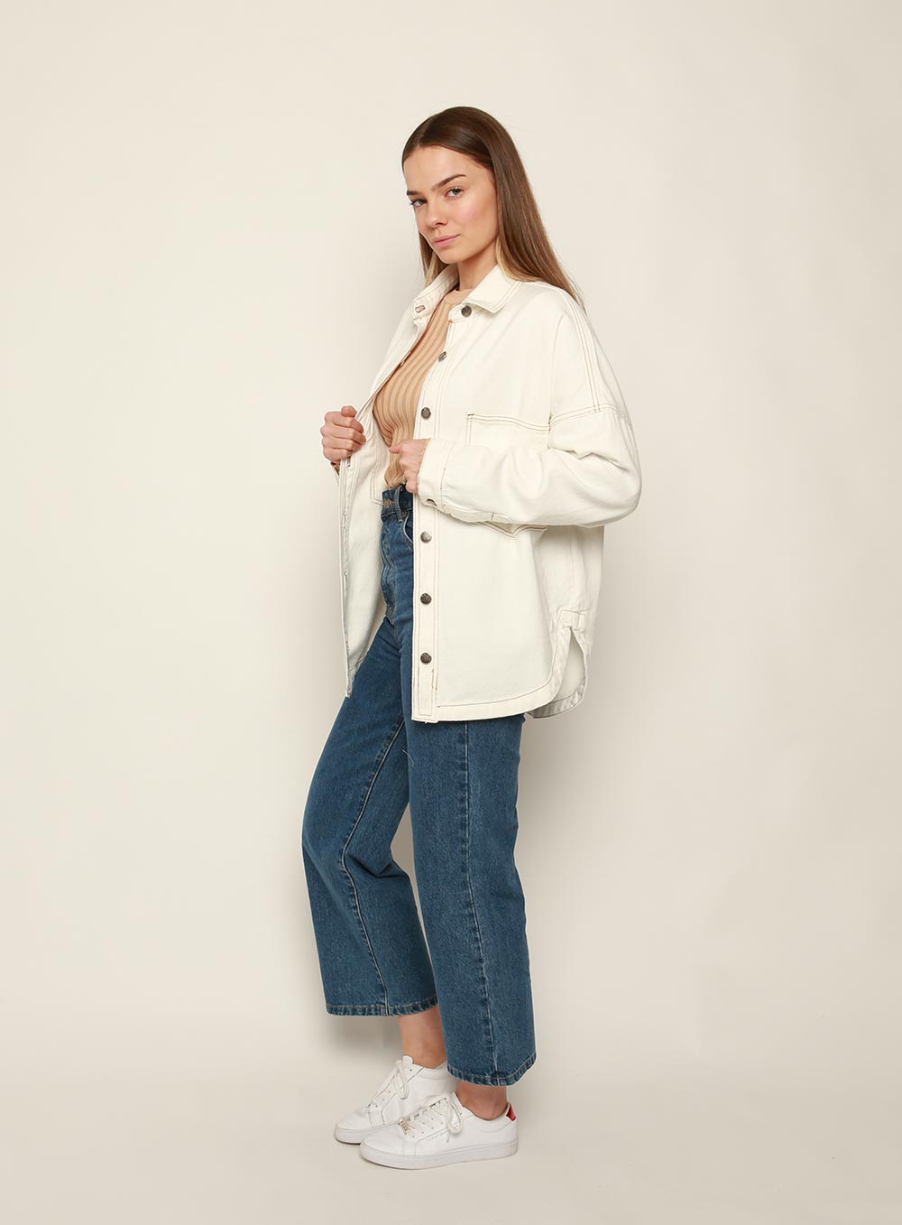 Wake Up Denim Jacket-White