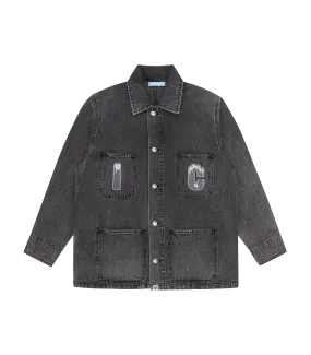 WASHED DENIM JACKET - BLACK