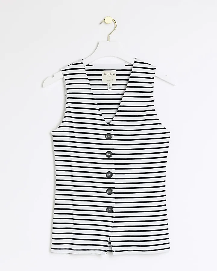 White ribbed stripe waistcoat