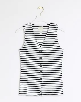 White ribbed stripe waistcoat