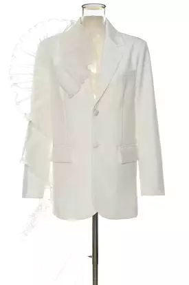 White Tulle Crepe Detail Jacket