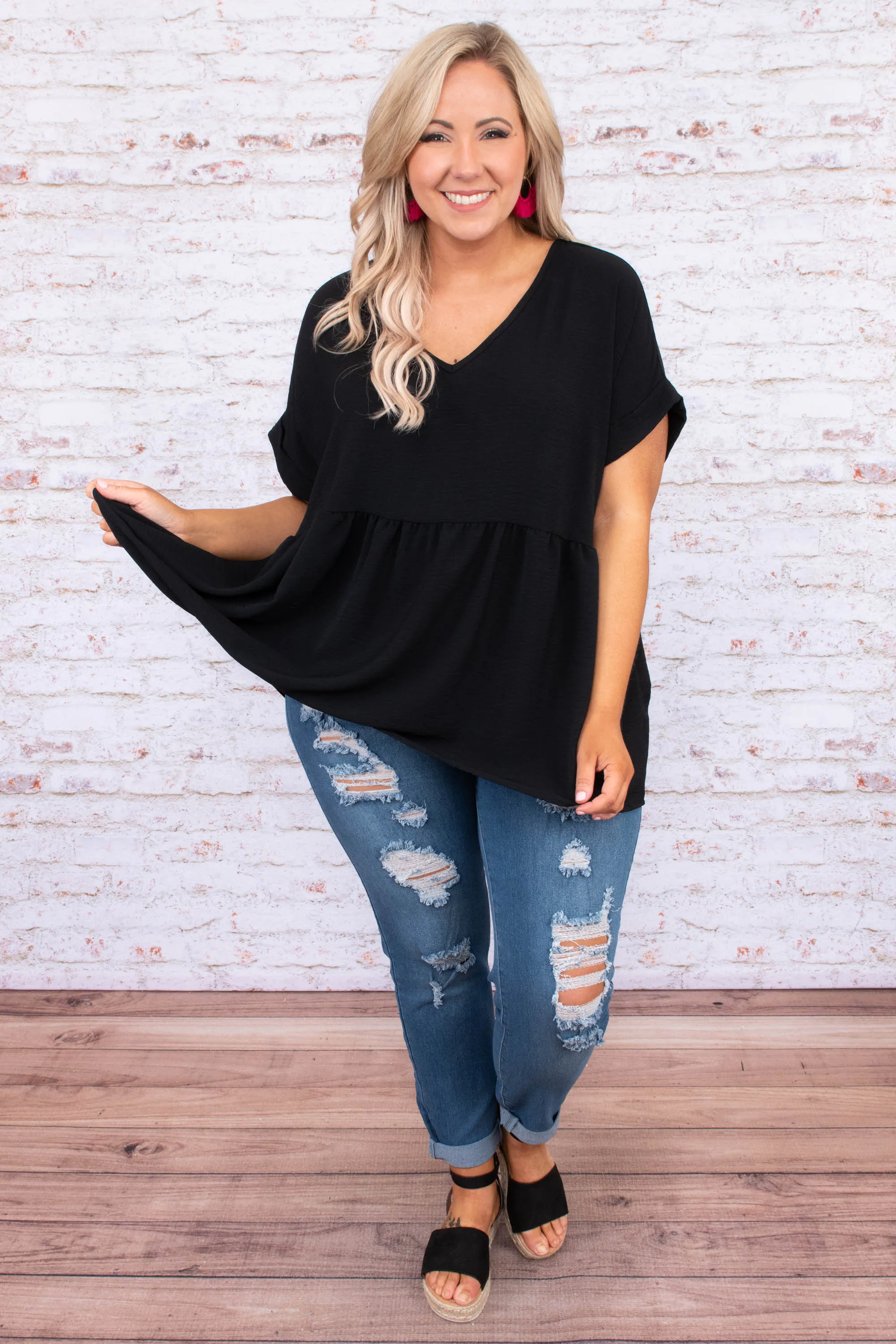 Wide Eyed Gaze Top, Black