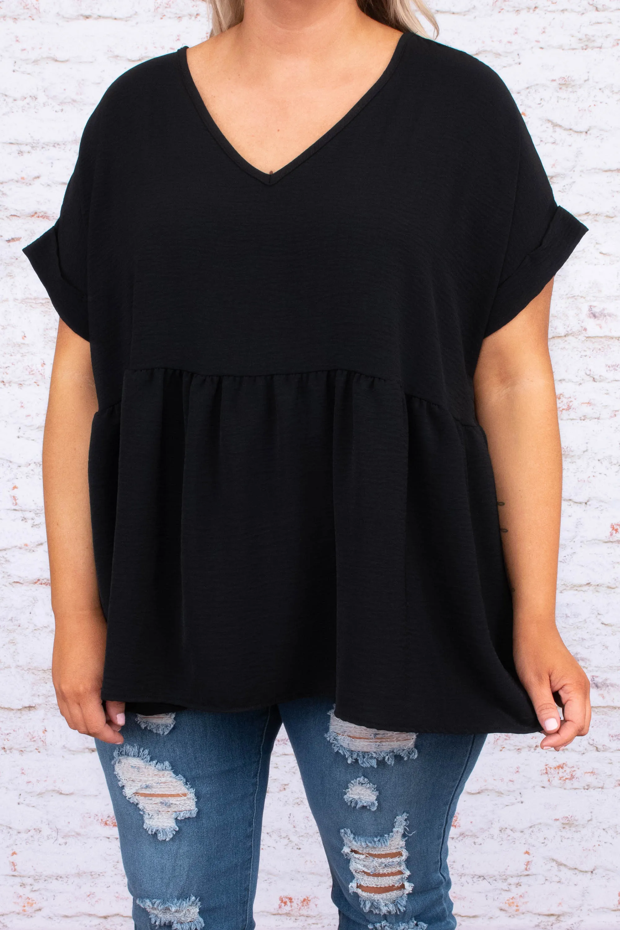 Wide Eyed Gaze Top, Black