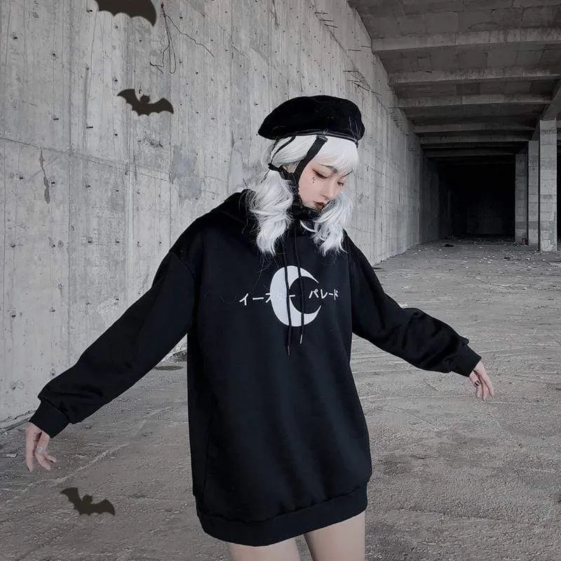 Women's Moon Crow Printed Autumn Warm Hoodies