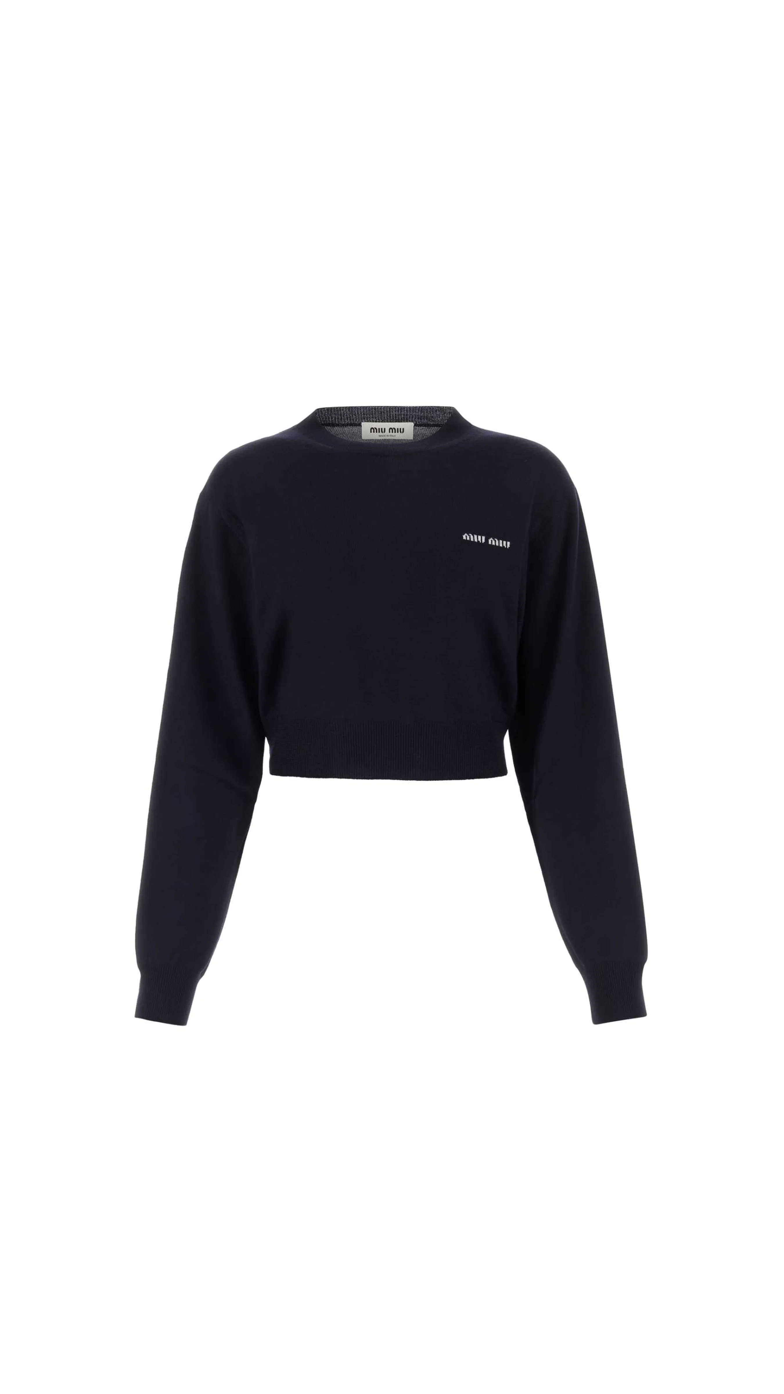 Wool Cropped Sweater - Blue