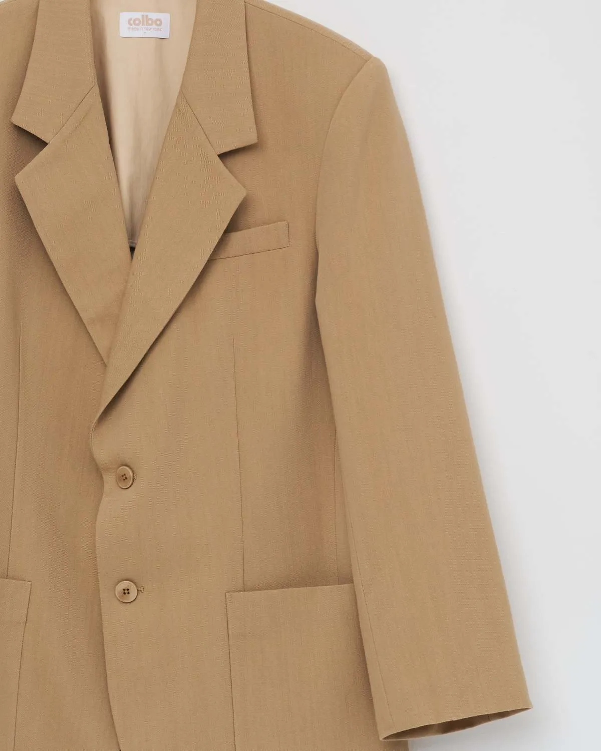 Wool/Silk Single Breasted Blazer - Beige 