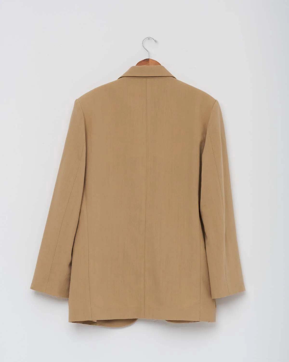 Wool/Silk Single Breasted Blazer - Beige 