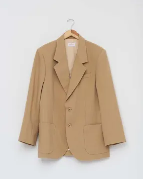 Wool/Silk Single Breasted Blazer - Beige 