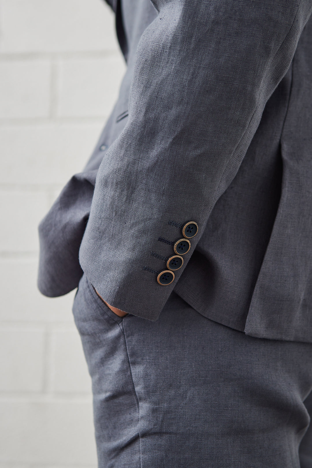 Yoshio Slate Grey Linen Suit Jacket