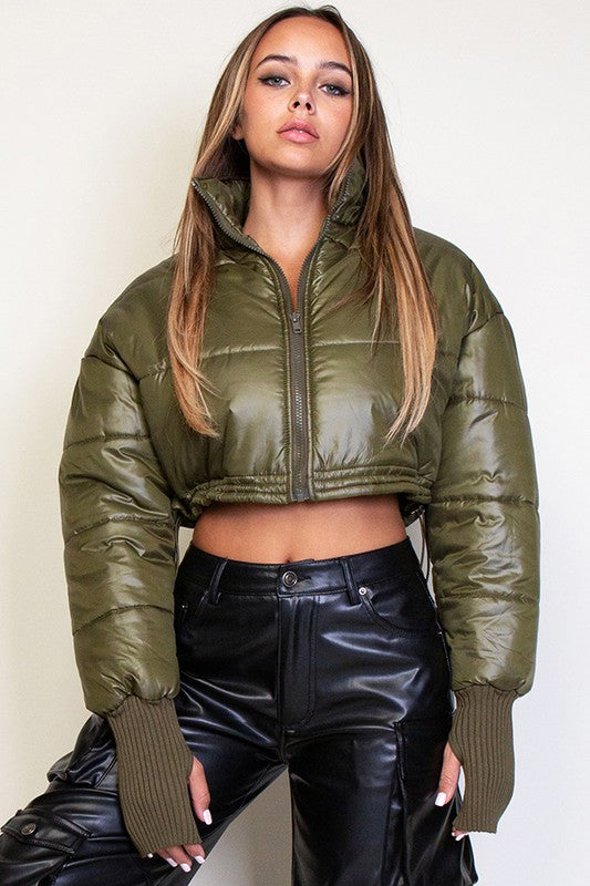 Zipper Cropped Up Puffer Jacket